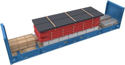 SCREB-Gebäude auf einem 40 Fuß flachen Container